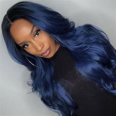 blue and gray wig|dark blue human hair wig.